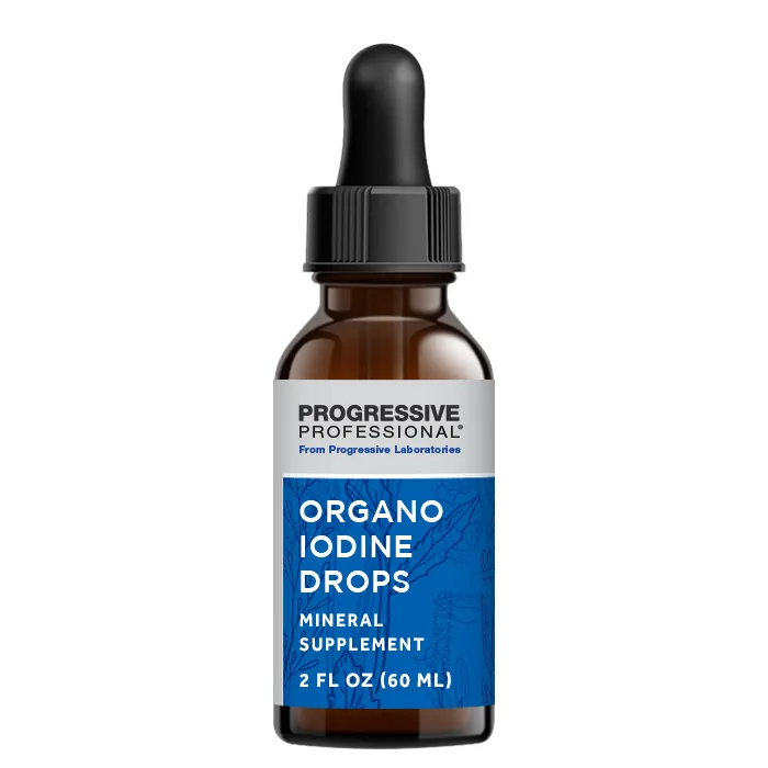 Liquid Organo Iodine Drops 200mcg x400 Servings, 2 fl oz (60 mL) - Progressive Laboratories - Progressive Laboratories