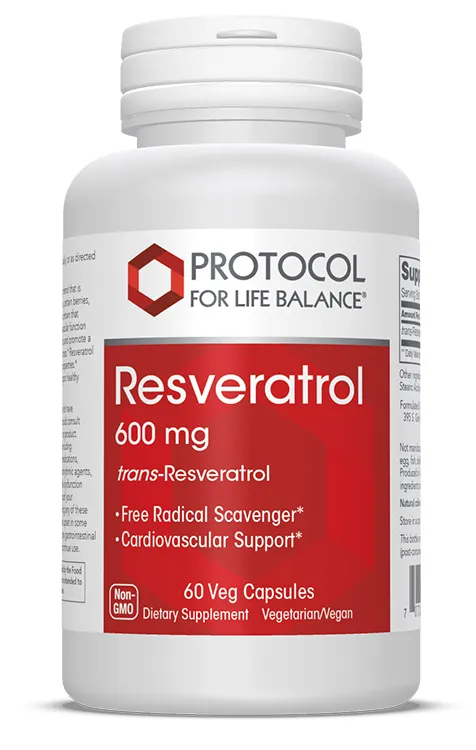 Resveratrol (Trans-Resveratrol) 600mg x60 Capsules - Protocol For Life Balance - Protocol For Life Balance