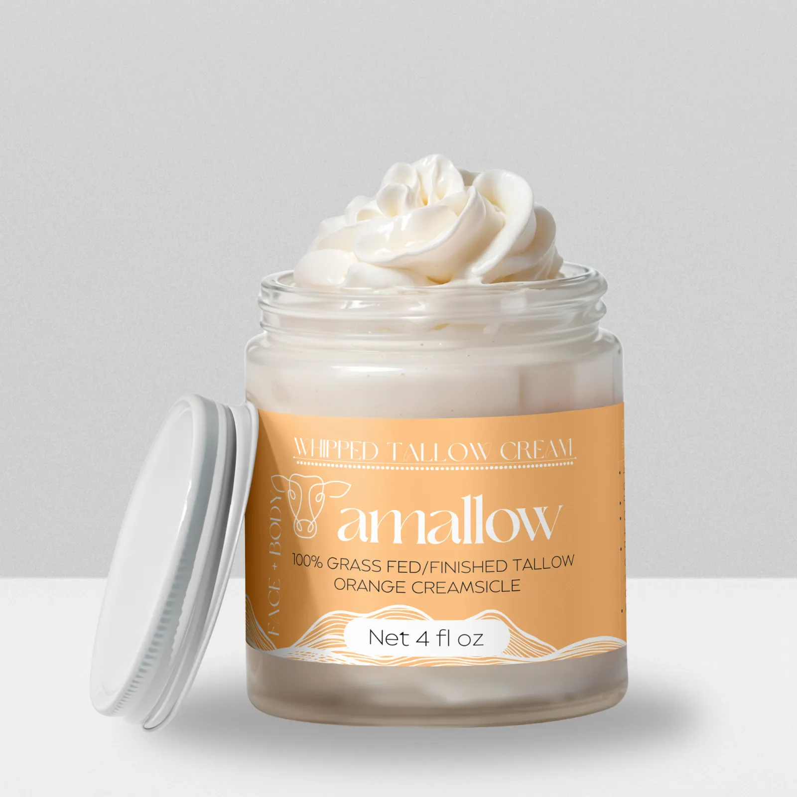 Whipped Beef Tallow Cream (Orange Creamsicle) (Grass-Fed) 4 oz - Amallow - Amallow