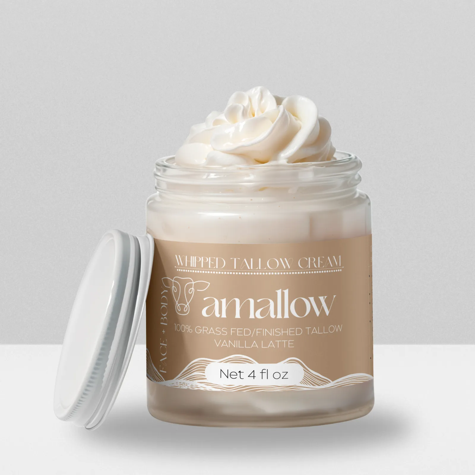 Whipped Beef Tallow Cream (Vanilla Latte) (Grass-Fed) 4 oz - Amallow - Amallow