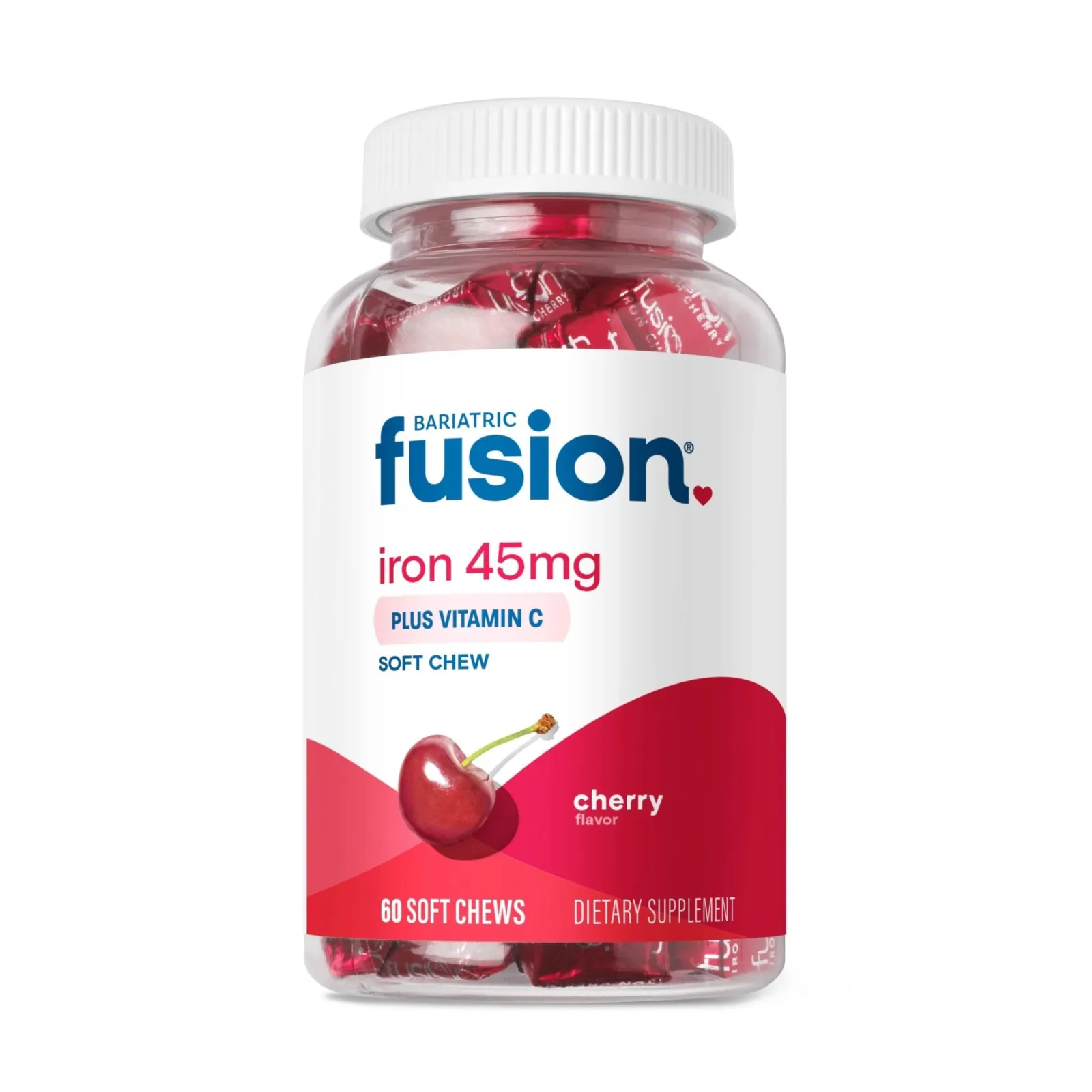 Iron 45mg + Vitamin C Soft Chew Cherry x60 Chews - Bariatric Fusion - Bariatric Fusion