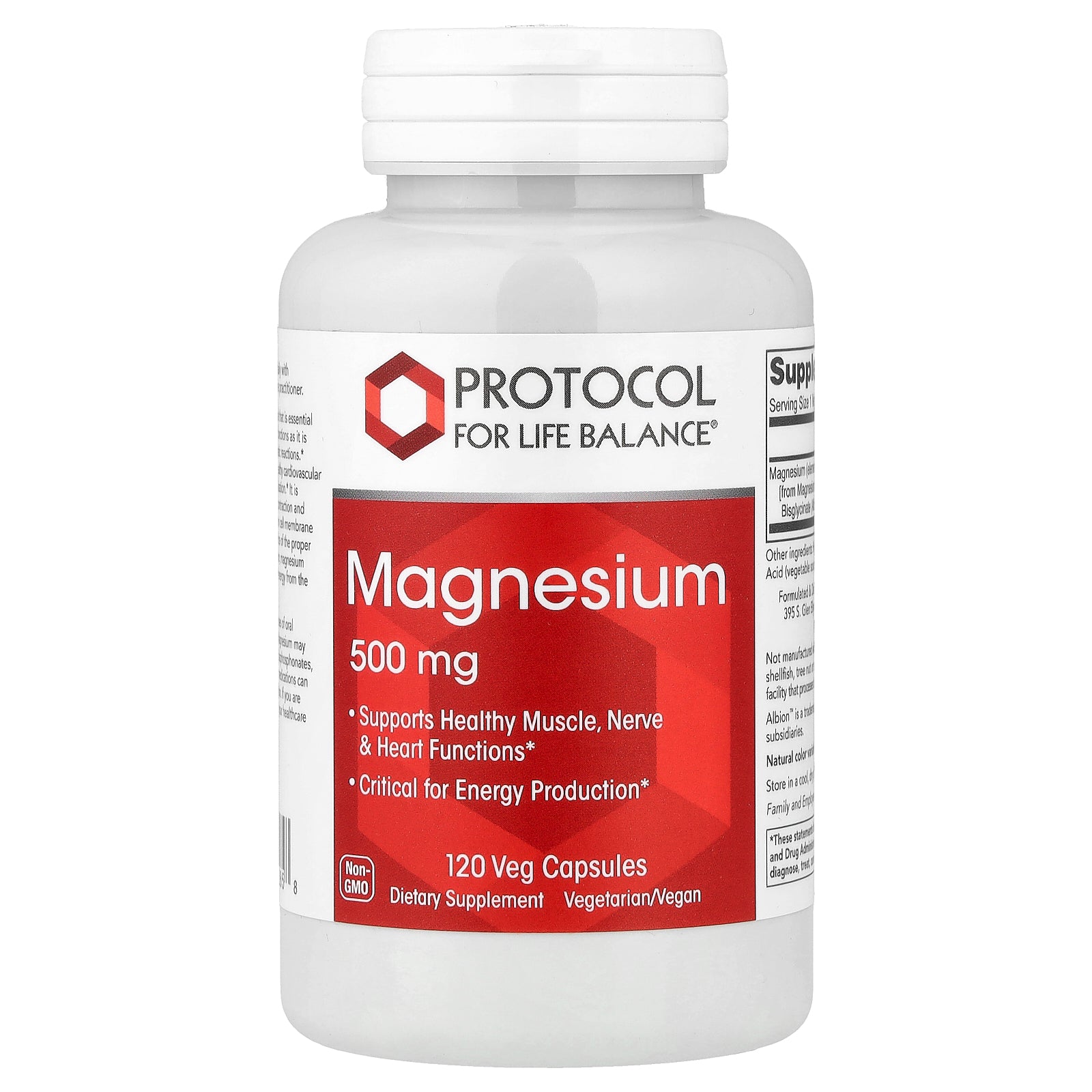 Magnesium 500 mg x120 Vcaps - Protocol P1285 - Protocol For Life Balance