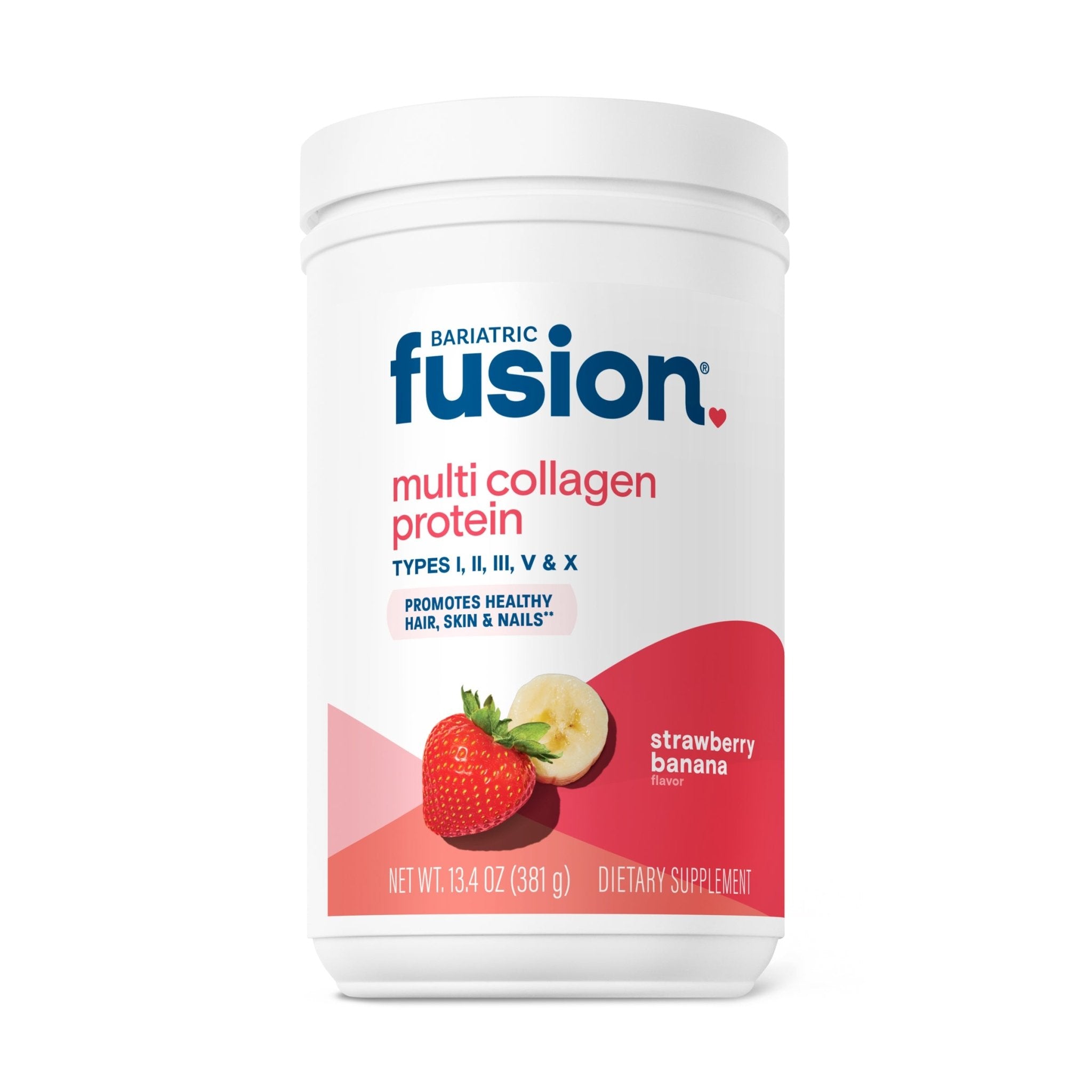 Multi Collagen Protein Strawberry Banana x30 Servings (13.4 oz) - Bariatric Fusion - Bariatric Fusion
